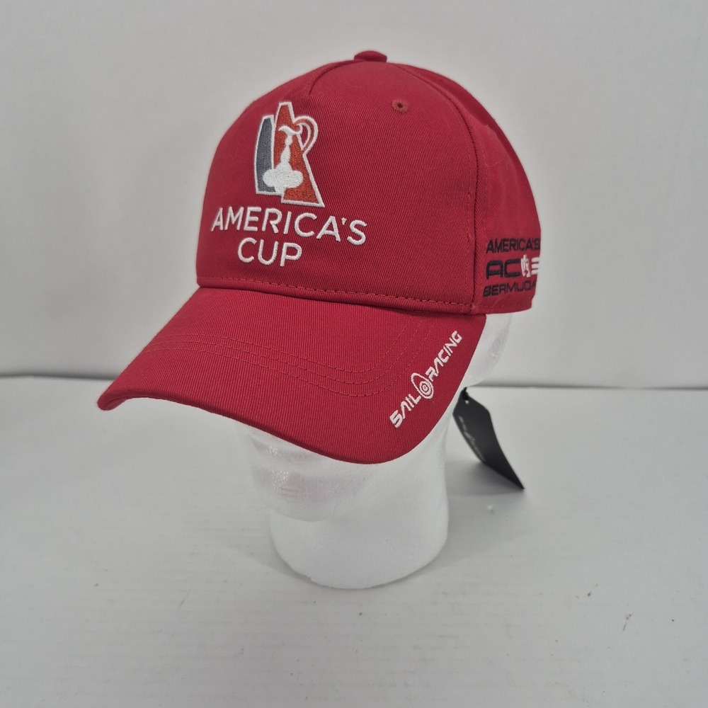 America's Cup Sail Racing Bermuda Red Adjustable Hat Cap